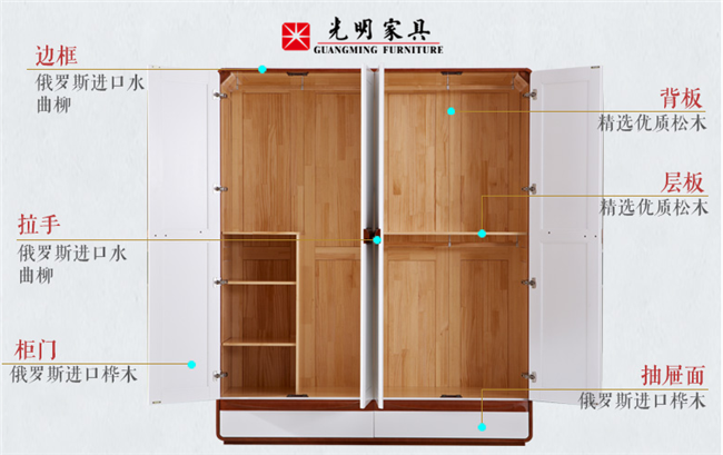 金年会--四门实木衣柜内部结构